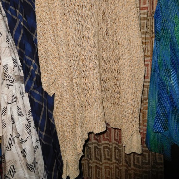 NWT 18W 20W OPEN FRONT METALIC TAN CARDIGAN DOLMAN SLEEVES - Picture 8 of 8